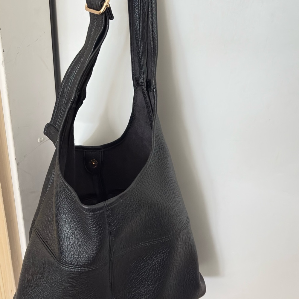 Vegan Elegant Black Leather Hobo Shoulder Bag